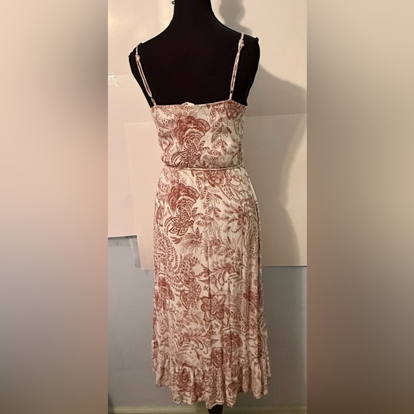 Lovestitch Terracotta Floral Maxi Dress gauzy fully lined adjustable straps - Picture 3 of 7